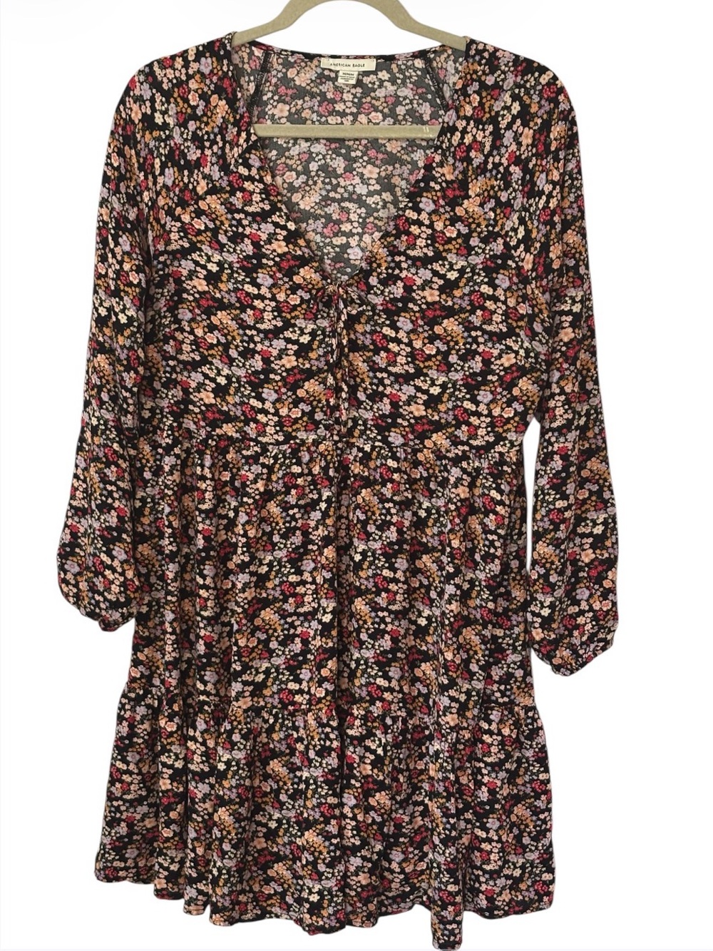 AE American Eagle Outfitters 7/8 Sleeve Whimsigoth Floral Midi Dress Boho